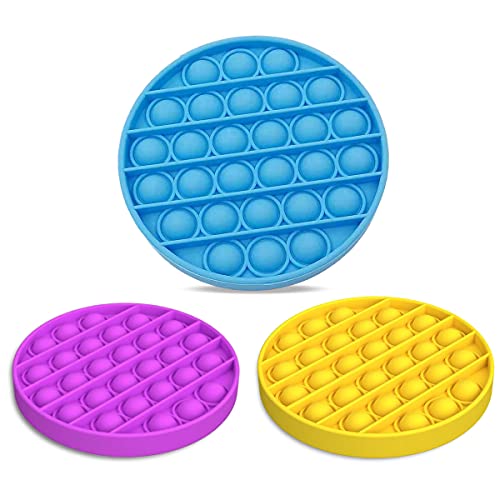 Nalkids LOTE DE 3 POP IT Barato Pack Push pop Bubble fidget toy, Calidad Superior. Juguete sensorial de moda, Satisfactorio, Antiestrés. Ideal para niños Autistas TDA TDAH, (Azul, Amarillo, Violeta)