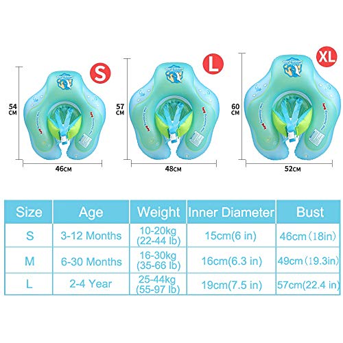 Natación Infantil Flotante Asiento, Bst4u Recién Nacido Bebé Aprenda a Nadar Entrenador Inflable - Asiento de Flotador de Natación Ajustable para Bebés(Incluye Gafas, Bomba de Aire) XL: 2-4 Años