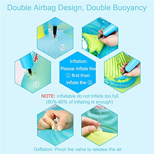 Natación Infantil Flotante Asiento, Bst4u Recién Nacido Bebé Aprenda a Nadar Entrenador Inflable - Asiento de Flotador de Natación Ajustable para Bebés(Incluye Gafas, Bomba de Aire) XL: 2-4 Años