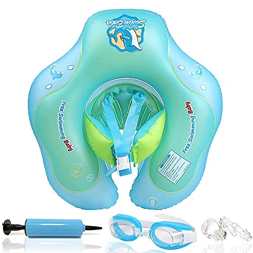 Natación Infantil Flotante Asiento, Bst4u Recién Nacido Bebé Aprenda a Nadar Entrenador Inflable - Asiento de Flotador de Natación Ajustable para Bebés(Incluye Gafas, Bomba de Aire) XL: 2-4 Años