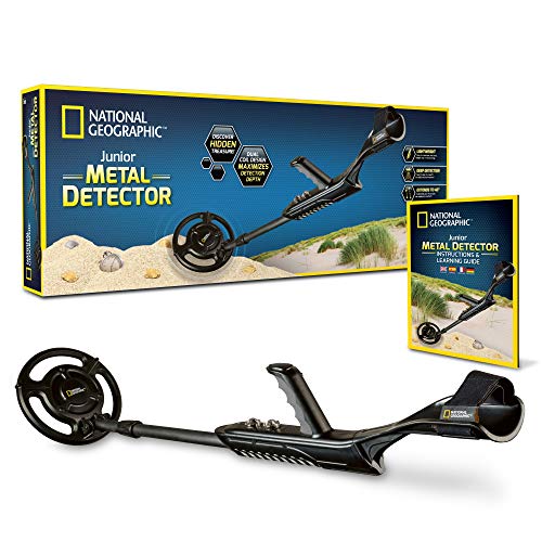 National Geographic - Detector de metales Junior - Detector de metales ajustable para niños con espiral impermeable doble de 19 cm y diseño ligero, ideal para iniciarse en la búsqueda de tesoros.