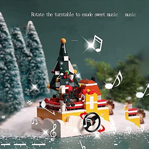 Navidad Bloques Construcción,con Caja Música Juego de Modelos Ladrillos Educativos Bricolaje Compatible con Lego Juguetes Regalo Cumpleaños