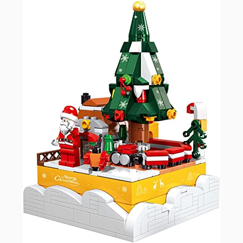 Navidad Bloques Construcción,con Caja Música Juego de Modelos Ladrillos Educativos Bricolaje Compatible con Lego Juguetes Regalo Cumpleaños