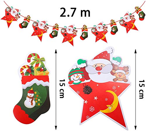 Navidad decoración casa Feliz Navidad Banner Guirnaldas Navidad Banderas Banderines Buntings Banner Colgantes Decorativas para colgar banderines de Navidad, decoración de fiesta