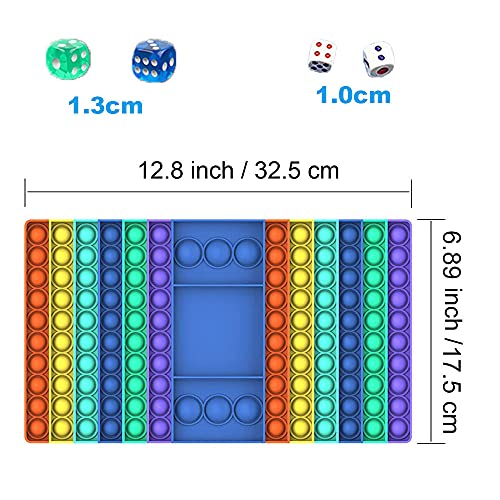 NETT 5 Piezas Juego de Juguetes Fidget de Gran Tamaño,Push Bubble Popper Fidget,Big Pop It Fidget Toy,Juguetes Sensoriales Fidget Bubble Popper,2 Dados de Colores,2 Tableros de Ajedrez Blancos y 1