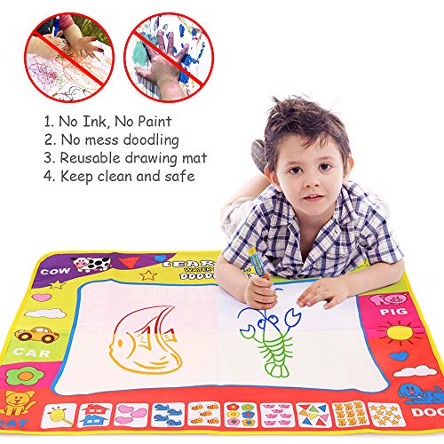 NEWSTYLE Agua Dibujo Pintura, Esteras de Agua Doodle, Alfombra de Agua Doodle con Bolígrafos Mágicos, Molde de EVA y Bolsa de Transporte para Niños - Juguete Educativo para Niño y Niña (Pequeña)