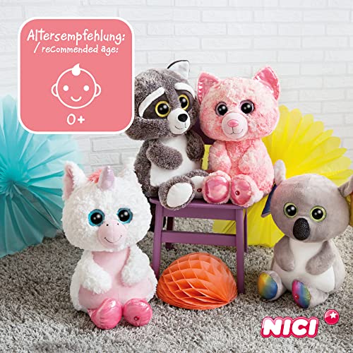 NICI Original-Glubschis del Mapache Clooney 45 cm Ojos Grandes y Brillantes – Peluches esponjosos para los Amantes de Juguetes tiernos, Color Gris/Blanco (47187)