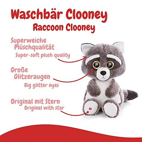 NICI Original-Glubschis del Mapache Clooney 45 cm Ojos Grandes y Brillantes – Peluches esponjosos para los Amantes de Juguetes tiernos, Color Gris/Blanco (47187)