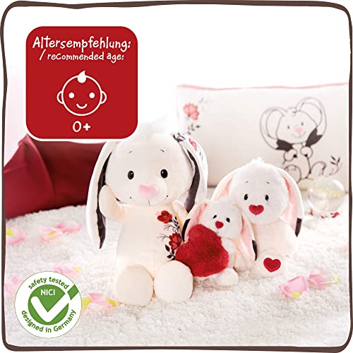 NICI Suave Conejito de Juguete 25cm de Orejas Estampadas con Tatuaje romántico – Peluche para niñas, niños y bebés – Peluches esponjosos para abrazar, Jugar y Regalar – Acogedores Animales Rellenos