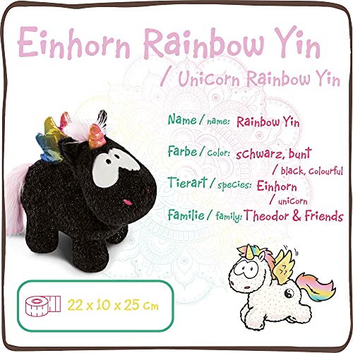 NICI tierno Yin 22 cm – Juguetes de Criaturas místicas, niños, bebés y Amantes de los Animales de Peluche, Unicornios esponjosos para abrazar y Jugar, Color Negro y Multicolor (47376)