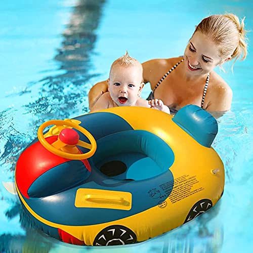 Nicoone Anillo de natación inflable, flotador de natación para bebés, yate con volante, 80 cm x 65 cm, para niños de 1 a 5 años