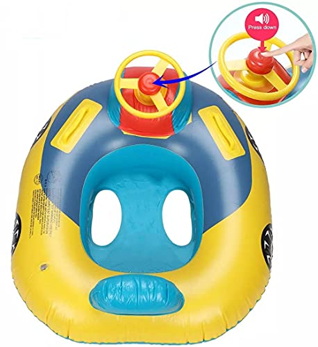 Nicoone Anillo de natación inflable, flotador de natación para bebés, yate con volante, 80 cm x 65 cm, para niños de 1 a 5 años