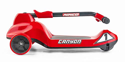 Ninco-NH33017 Ninco Wheel Canyon Red. Patinete eléctrico plegable con control de velocidad. A partir de 3 años. (NH33017), color rojo, 66,5 x 32 x 69,5 cm