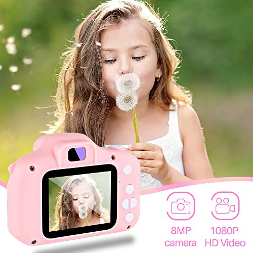 NINE CUBE Cámara Digital para Niños de 3 a 7 Años,Cámara Infantil con Tarjeta TF 32 GB,Juguetes de Video Cámara para Niños 1080P Cumpleaños para Niñas de 3 4 5 6 7 Años