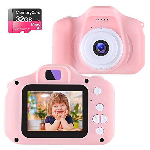 NINE CUBE Cámara Digital para Niños de 3 a 7 Años,Cámara Infantil con Tarjeta TF 32 GB,Juguetes de Video Cámara para Niños 1080P Cumpleaños para Niñas de 3 4 5 6 7 Años