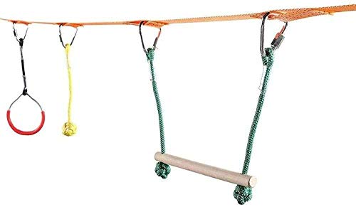 Ninja Slackline Monkey Bar Kit Kids Swinging Obstacle Course Set Set de Marco de Escalada portátil Slackline Kit Sling Ring 40 pies Cuerda para Tirar Equipo de Juego al Aire Libre para niños