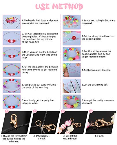 Niños Bricolaje Conjunto De Cuentas,DIY Set de Perlas&Hacer Pulseras Niñas,Abalorios Para Pulseras Ninas& Hacer Pulseras Manualidades 21 Clases