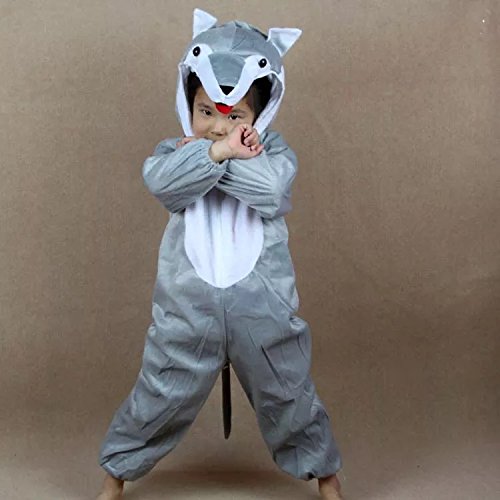 Niños Disfraces de Animales Niños Niñas Unisex Disfraces Cosplay Niños Onesie (Lobo, M (para niños de 90 a 105 cm de Altura))