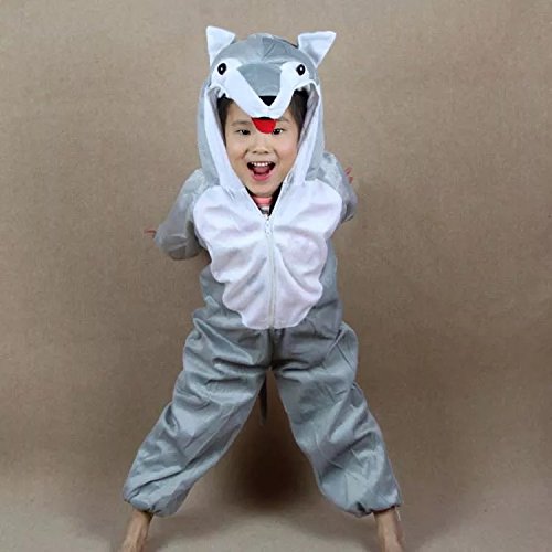 Niños Disfraces de Animales Niños Niñas Unisex Disfraces Cosplay Niños Onesie (Lobo, M (para niños de 90 a 105 cm de Altura))