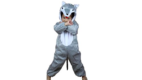 Niños Disfraces de Animales Niños Niñas Unisex Disfraces Cosplay Niños Onesie (Lobo, M (para niños de 90 a 105 cm de Altura))