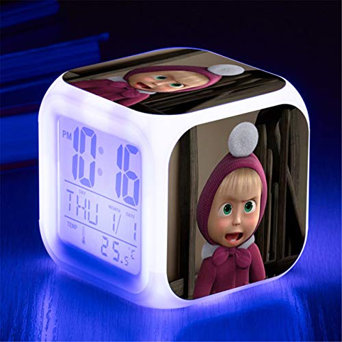 Niños LED Digital Anime Despertador 7 colores Luz de noche Habitación Despertador Viaje Despierta Despertador Fans de cine Despertador Regalo de cumpleaños para Muchachos Muchachas Adolescentes,2