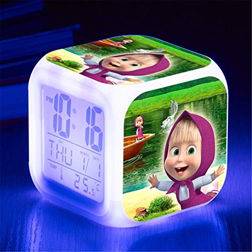 Niños LED Digital Anime Despertador 7 colores Luz de noche Habitación Despertador Viaje Despierta Despertador Fans de cine Despertador Regalo de cumpleaños para Muchachos Muchachas Adolescentes,7