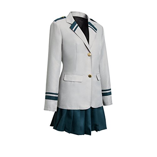 NUWIND My Hero Academia Uniforme Chica Estudiante Traje Boku Uniforme Escolar Japones Cosplay Costume Izuku Ochako Tsuyu Blazer Chaqueta Gris con Falda y Corbata roja (S)