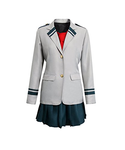 NUWIND My Hero Academia Uniforme Chica Estudiante Traje Boku Uniforme Escolar Japones Cosplay Costume Izuku Ochako Tsuyu Blazer Chaqueta Gris con Falda y Corbata roja (S)