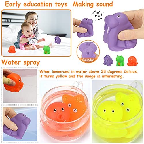 O-Kinee Juguetes Bañera Bebe, 8pcs Juguetes Piscina Bebes, Juguete de Baño, Juguetes Bañera, Juguetes Acuáticos con Red de Pesca, Juguetes de Baño de Animales Marinos (Jirafa)