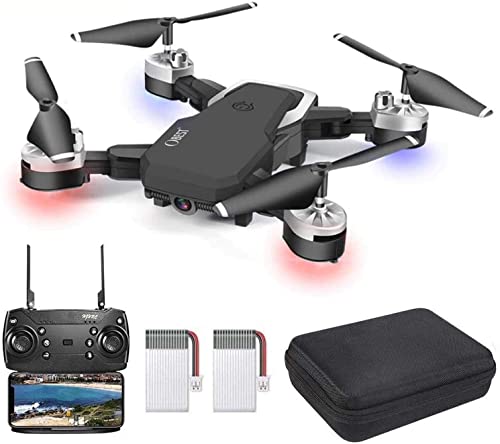 OBEST Drone con Cámara 1080P HD, Cuadricóptero Plegable, APP WiFi FPV, 3 Modos de Velocidad, Modo sin Cabeza, Foto Gestual, Regreso con un Solo Botón, 3D Flip, 2 Baterías Volando 24 Min, Negro