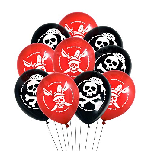 Oblique Unique® Set de decoración para fiestas de cumpleaños infantiles, guirnalda pirata, globos de calavera, confeti pirata