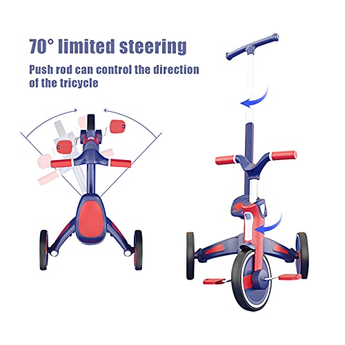 OLYSPM 5 en 1 Triciclo Bebe 1 año Triciclo evolutivo,Plegado,Mango de dirección controlable,Bicicleta sin Pedales para 1-5 Años Niños