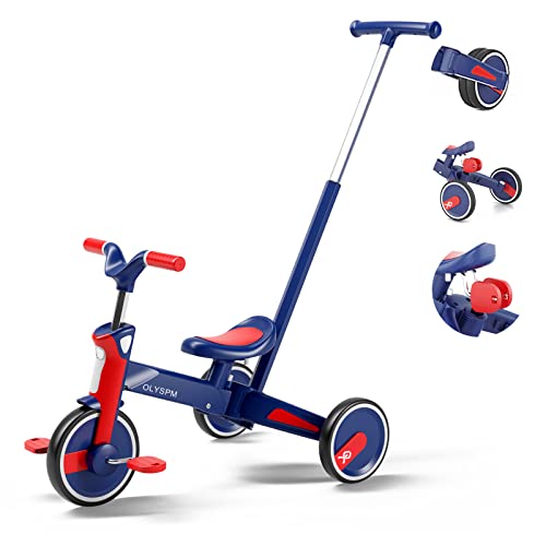 OLYSPM 5 en 1 Triciclo Bebe 1 año Triciclo evolutivo,Plegado,Mango de dirección controlable,Bicicleta sin Pedales para 1-5 Años Niños