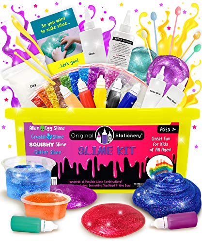 Original Stationery Kit de Slime para Niñas y Niños Todo para Hacer Slime de Cristal, Alien, Flexible, Brillante, Slime de Unicornio y más - Regalos para Niñas y Niños