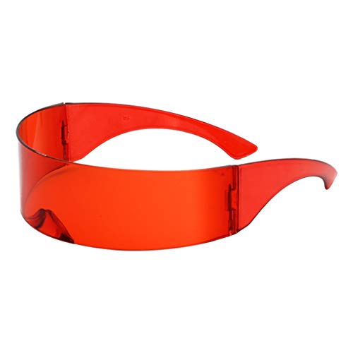 oshhni Gafas de Sol de Espejo con Envoltura de Escudo de Una Pieza, Accesorio Futurista para Gafas - Rojo