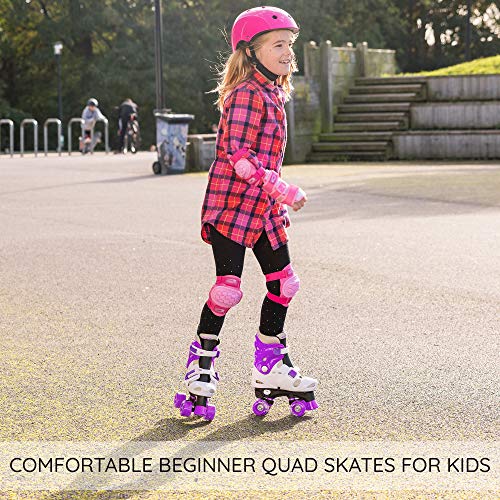 Osprey Patines infantiles de 4 ruedas en paralelo. Patines quad para niños y niñas principiantes. Ajustables, estables, cómodos y fáciles de poner. Quatro colores. Varias tallas.