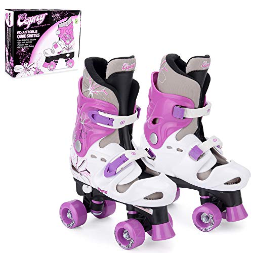 Osprey Patines infantiles de 4 ruedas en paralelo. Patines quad para niños y niñas principiantes. Ajustables, estables, cómodos y fáciles de poner. Quatro colores. Varias tallas.