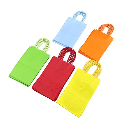 OTOTEC 40 bolsas de papel multicolor con asa, 5 colores para festival, cumpleaños, fiesta, regalo, suministros