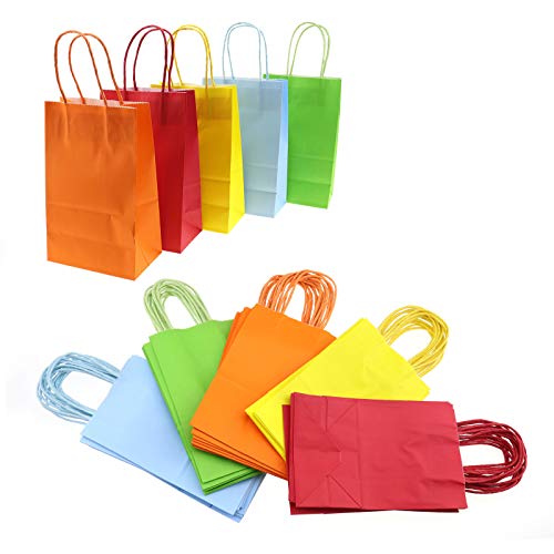 OTOTEC 40 bolsas de papel multicolor con asa, 5 colores para festival, cumpleaños, fiesta, regalo, suministros