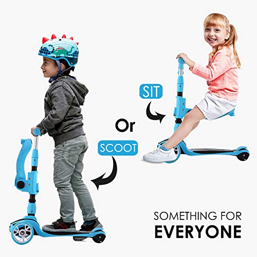 OUTCAMER Patinete Niña y Niño 2 a 8 Años con Asiento Plegable y Manillar Altura Ajustable Patinete Infantil 3 Ruedas LED Extra Anchas Luminosas Deportivos Juegos Scooter Apoyan 50 Kg