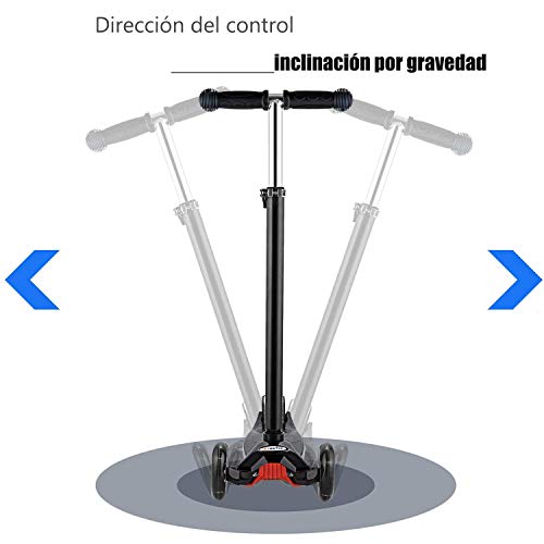 OUTCAMER Patinete Niño 3 a 12 Años Patinete 3 Ruedas con Led Luces Manillar Altura Ajustable 68-86cm para Niños y Niña Juegos Deportivos Scooter con Freno Posterior Monopatin Tres Ruedas Máxima 50 KG