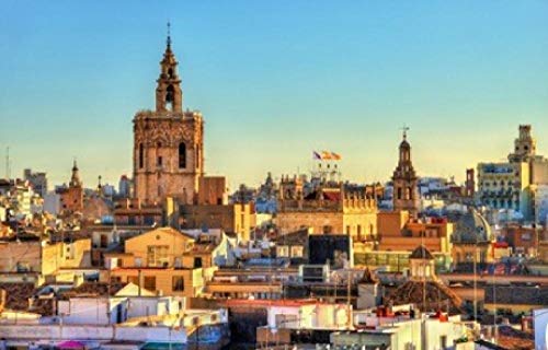 para Niños Adulto Juguete Regalo Puzzle Vista Aérea del Casco Antiguo De Valencia Desde La Puerta De Los Serranos Rompecabezas De Bricolaje Juego De 1000 Piezas