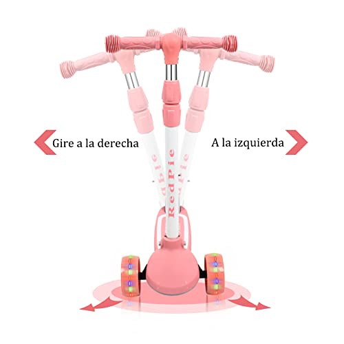 Patinete Niño extraíble,Patinete Niña Regulable en Altura,Patinete 3 Ruedas para 2 a 12 Años,Ruedas LED iluminadas No es Necesario Cargar
