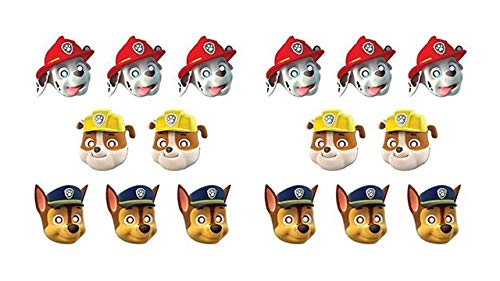 PAW PATROL 0556, Pack 16 caretas Patrulla Canina,, Fiestas y cumpleaños