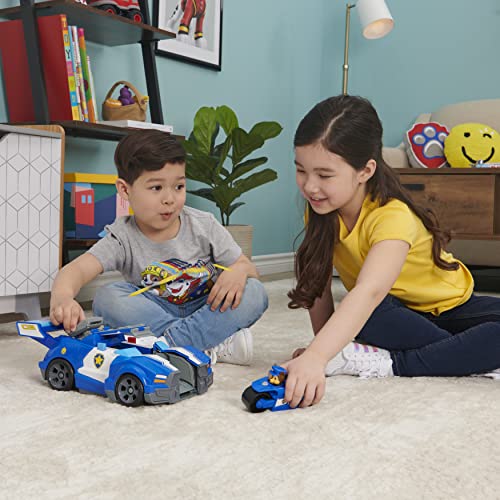 PAW PATROL- Paw VHC DlxChaseMovieVeh CB ECMX GML, Chase's-Coche 2 en 1 con Motocicleta, Luces y Sonidos y Figura de acción Coleccionable, Juguetes para niños a Partir de 3 años (Spin Master 6061906)