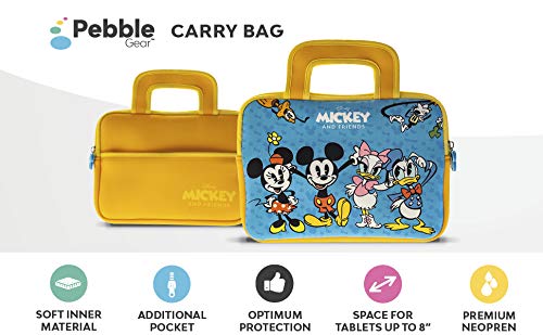 Pebble Gear Disney Mickey and Friends - Bolsa de transporte universal de neopreno para niños con diseño de Mickey, para tabletas de 7 pulgadas (Fire 7 Kids Edition, Fire HD 8), cremallera duradera