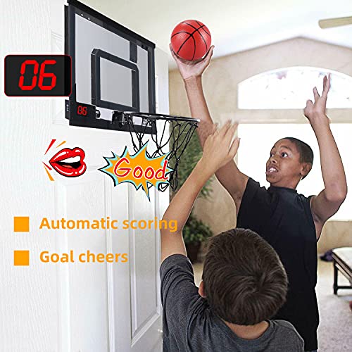 PELLOR Canasta de Baloncesto, Mini LED Aro de Baloncesto Tablero Baloncesto Juego Al Aire Libre y Interior Oficina con Función de Puntuación y Balón para Niños Infantils