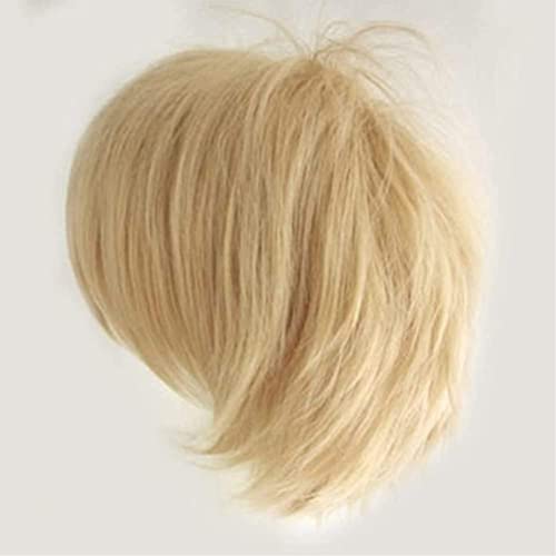 Pelucas completas de cola de pelo rizado Cosplay de 30 CM Peluca corta Mujeres Hombres Peluca Unisex Fiesta de disfraces de Halloween Wig Rubio de lino