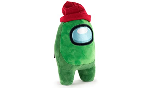 Peluche Producto Oficial De Among Us - Verde Con Gorro Rojo - Calidad Super Soft