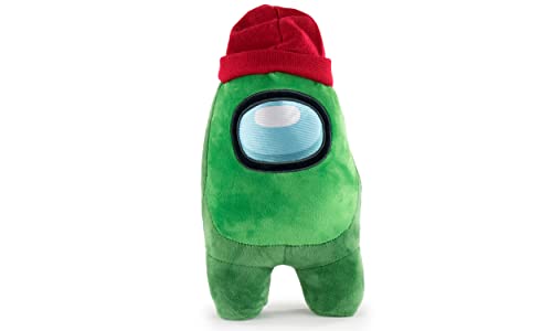 Peluche Producto Oficial De Among Us - Verde Con Gorro Rojo - Calidad Super Soft